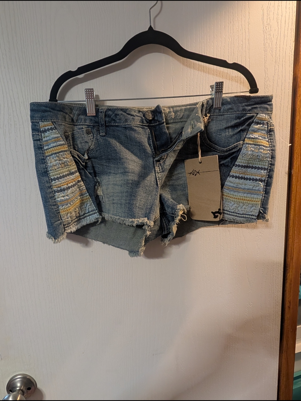 Vanilla Star Blue Denim Shorts with Frayed Detail (B123)